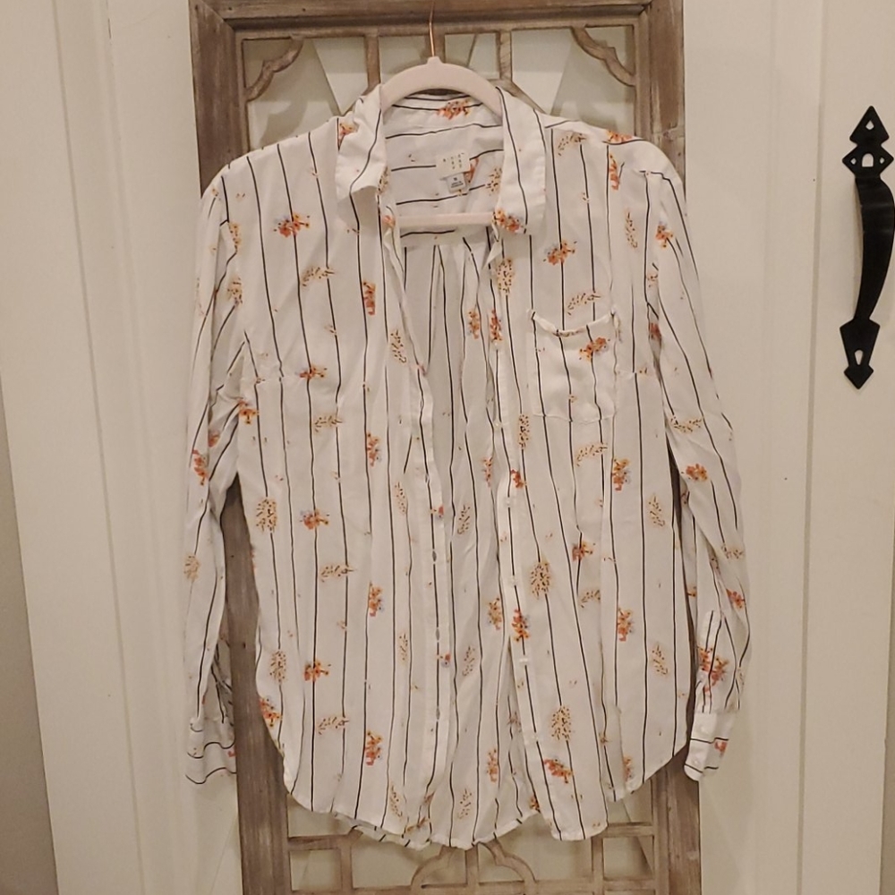 Floral and striped blouse